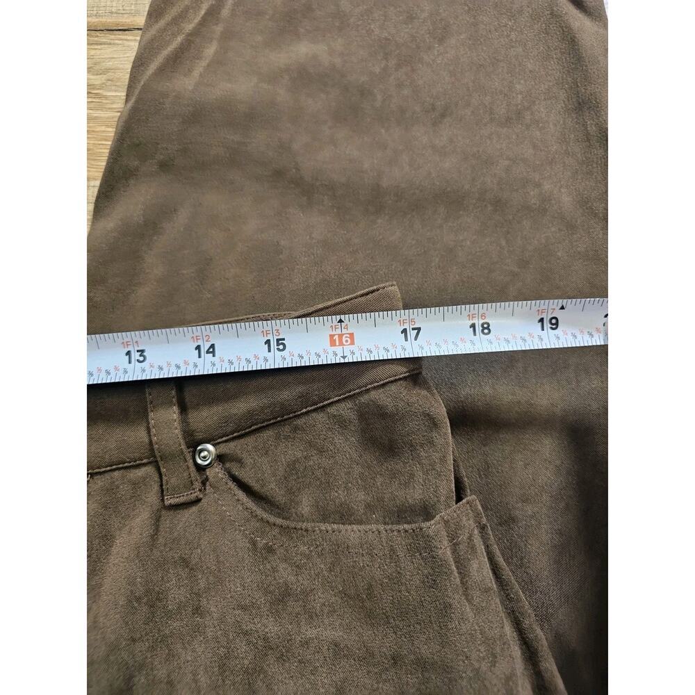 Chadwick's Faux Leather Suede Wide Leg Straight Pants Women's Size 16 Brown - Picture 6 of 6